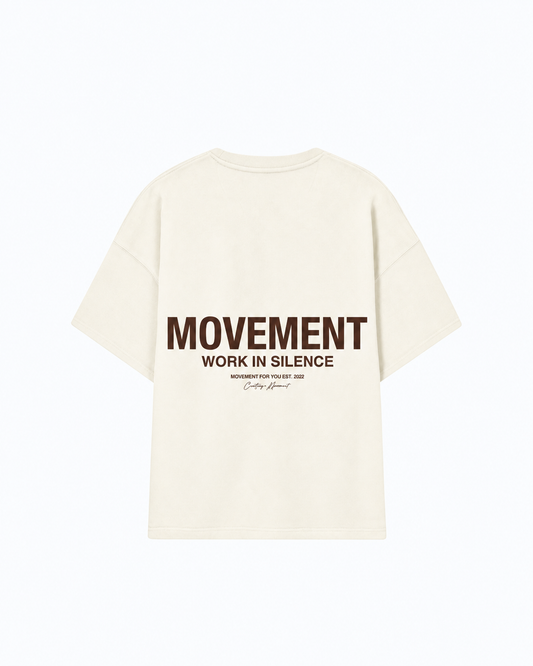 CAMISETA OVERSIZE WORK IN SILENCE CREAM CHOCOLATE