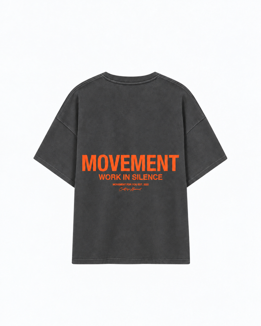 CAMISETA OVERSIZE WORK IN SILENCE GRAY ORANGE