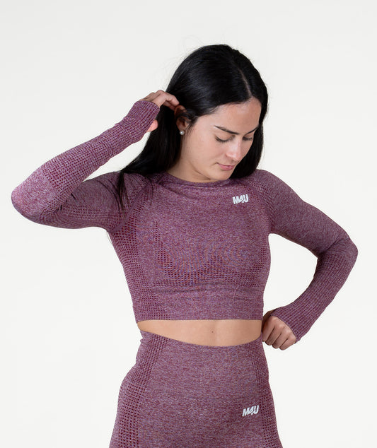 CROP TOP MANGA LARGA ESSENTIAL | GRANATE
