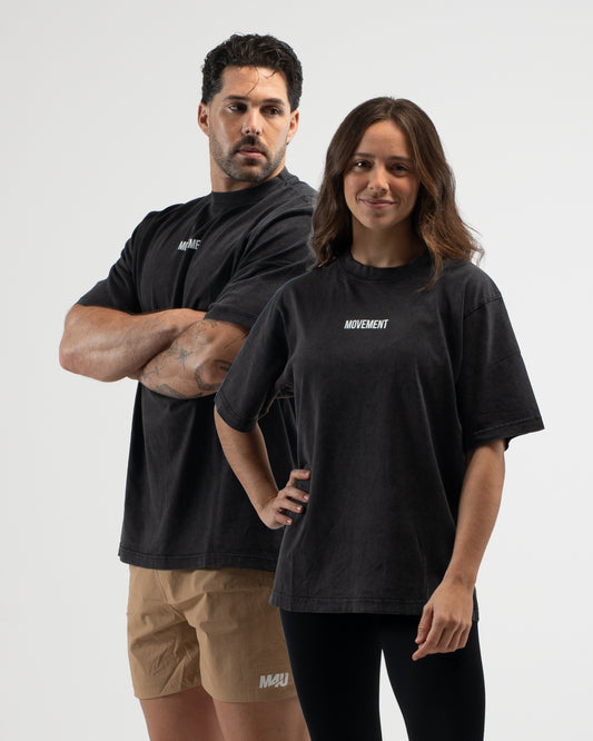 OVERSIZE WASHED EFECT BLACK WORK IN SILENCE