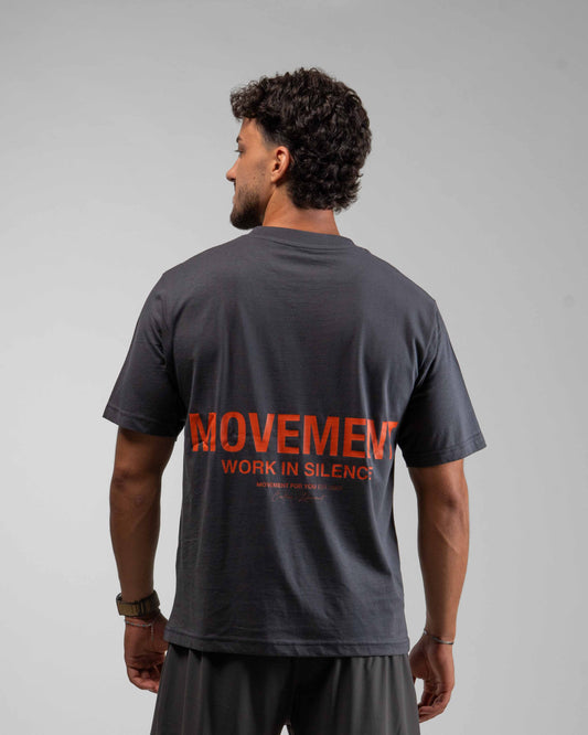 CAMISETA OVERSIZE WORK IN SILENCE GRAY ORANGE