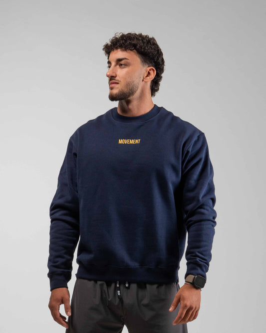 SUDADERA OVERSIZE CUELLO REDONDO UNISEX NAVY BLUE
