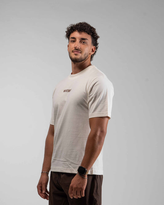 CAMISETA OVERSIZE WORK IN SILENCE CREAM CHOCOLATE