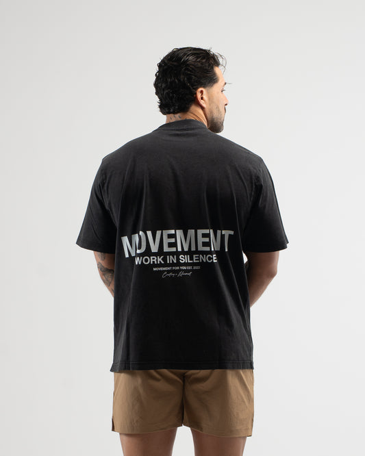 OVERSIZE WASHED EFECT BLACK WORK IN SILENCE