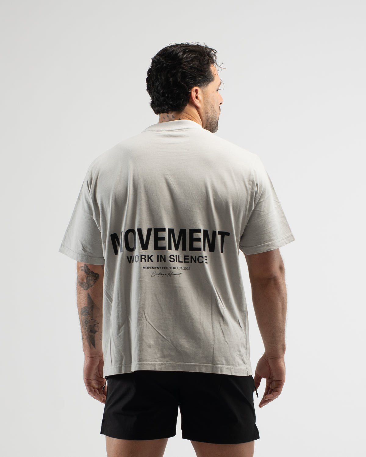 OVERSIZE WASHED EFECT GRAY WORK IN SILENCE