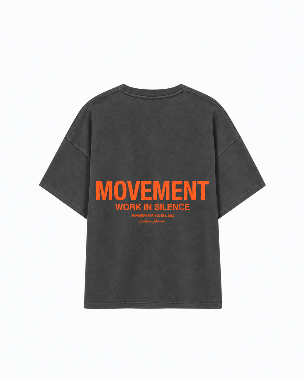 CAMISETA OVERSIZE WORK IN SILENCE GRAY ORANGE