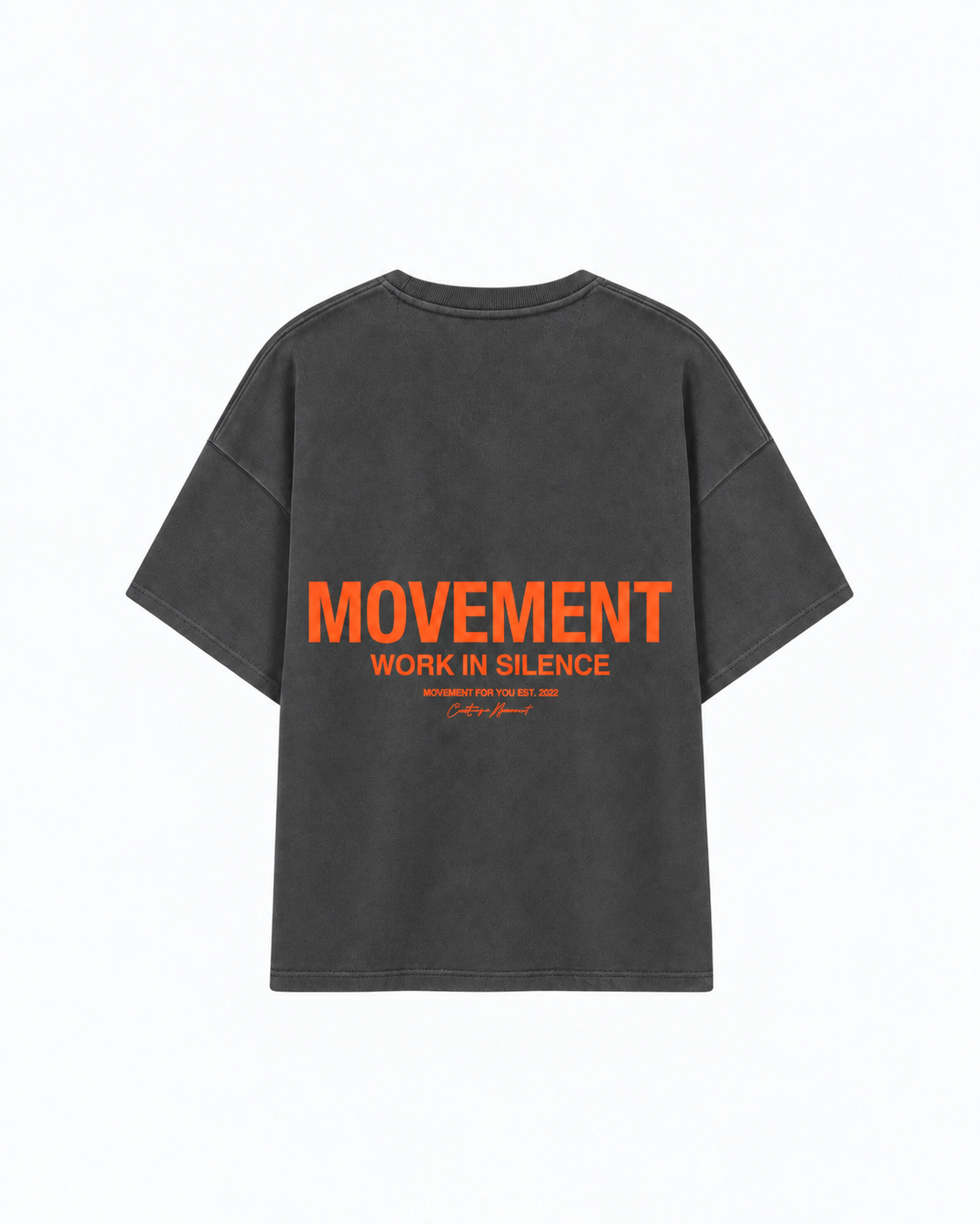 CAMISETA OVERSIZE WORK IN SILENCE GRAY ORANGE