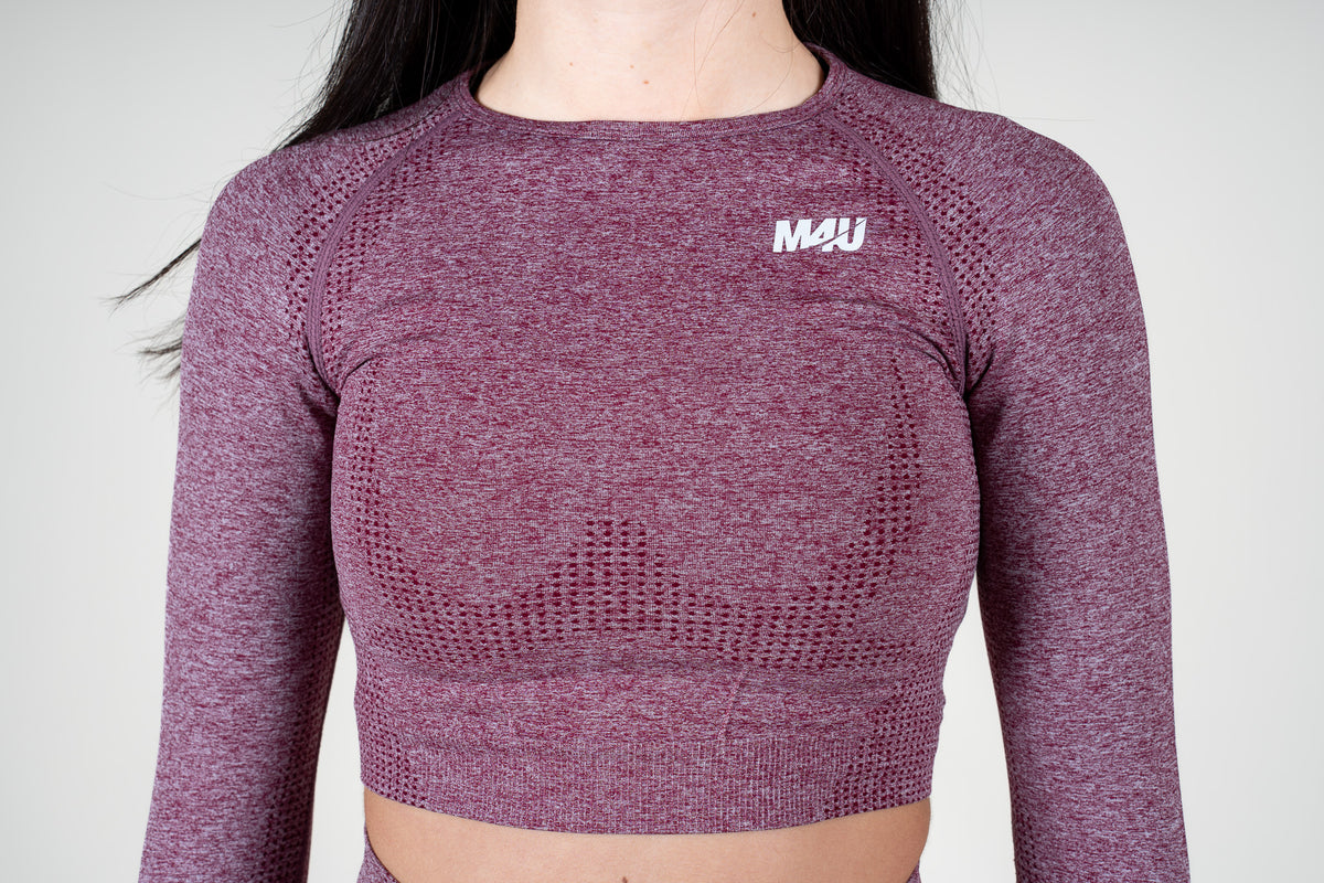 CROP TOP MANGA LARGA ESSENTIAL | GRANATE