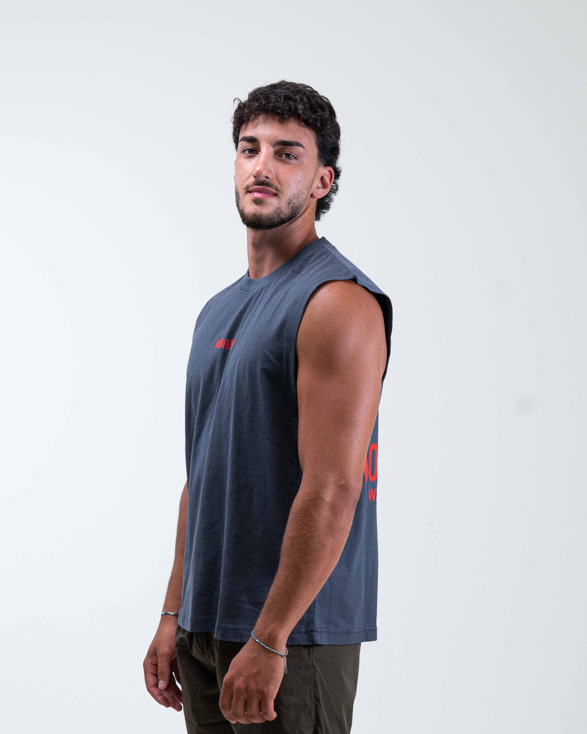 TANK TOP TRAINING WORK IN SILENCE GREY ORANGE