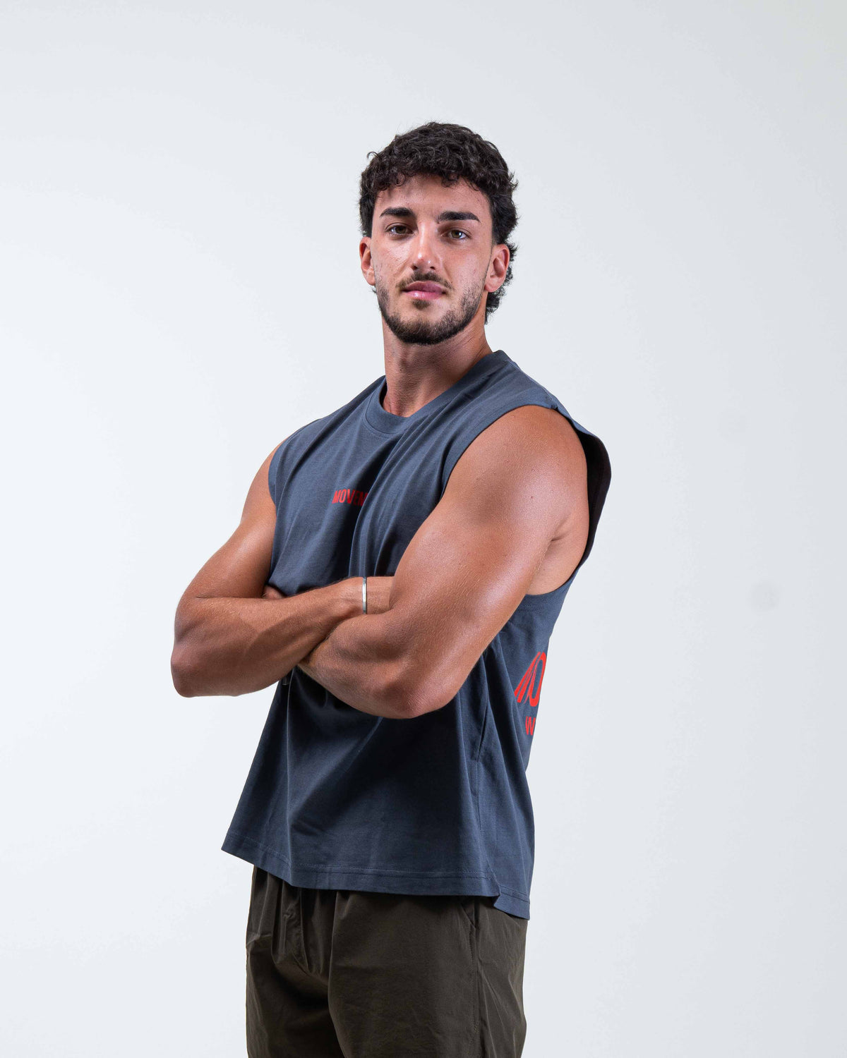 TANK TOP TRAINING WORK IN SILENCE GREY ORANGE