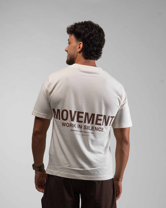 CAMISETA OVERSIZE WORK IN SILENCE CREAM CHOCOLATE