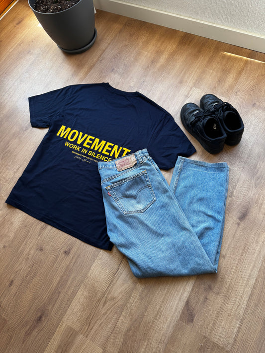 CAMISETA OVERSIZE WORK IN SILENCE NAVY BLUE